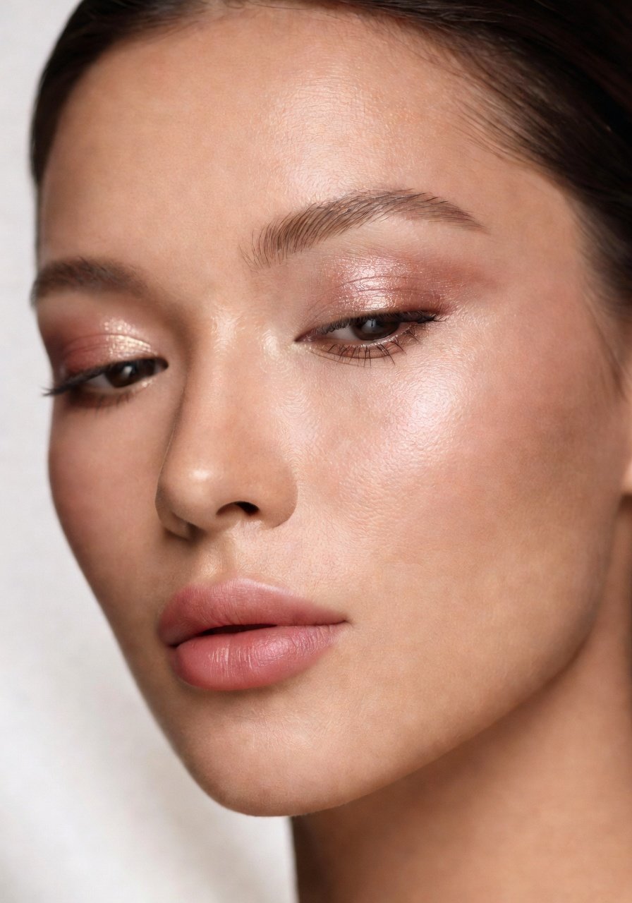 Close-up of a luminous eye makeup look